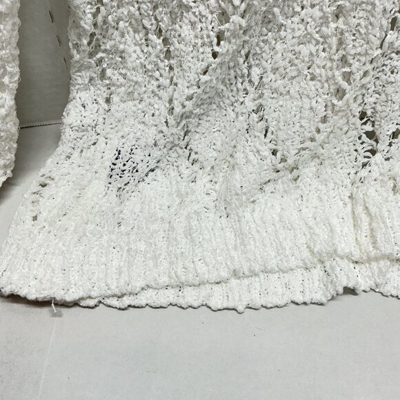 POL LARGE WHITE CARDIGAN 25" PTP DIAMOND PATTERN - Picture 8 of 10